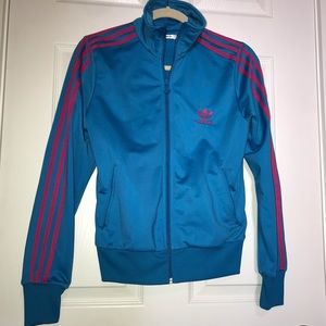 Women’s Medium adidas track suit in teal and pink